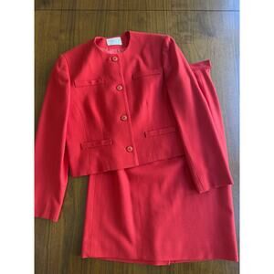 Vintage Pendleton Women's Two-Piece Wool Skirt Suit Red - Size 10